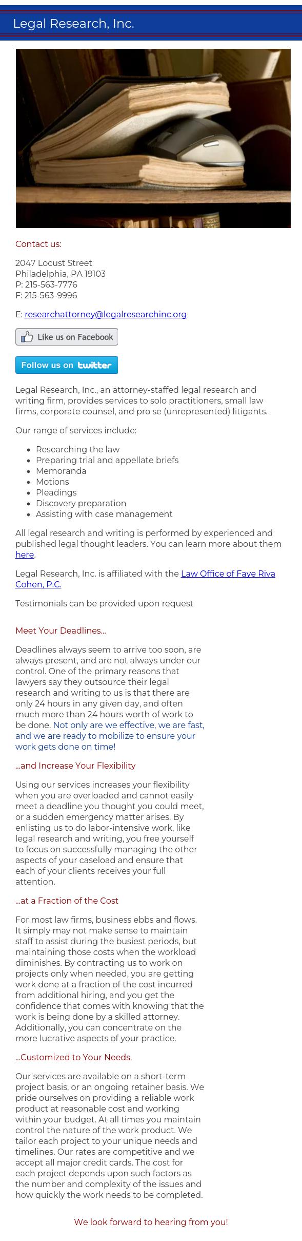 The Law Office of Faye Riva Cohen, P.C. - Philadelphia PA Lawyers