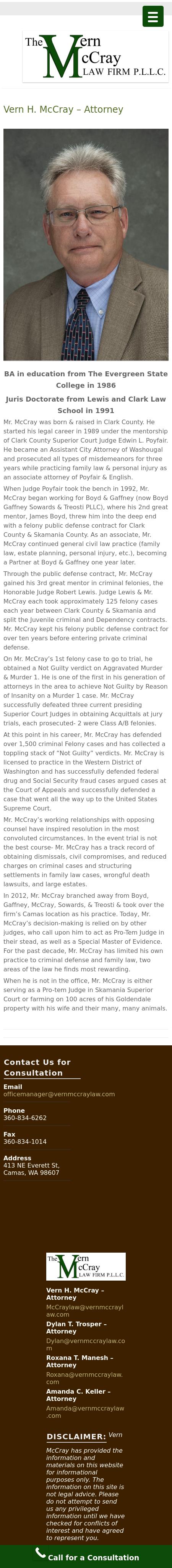 The Vern McCray Law Firm - Camas WA Lawyers