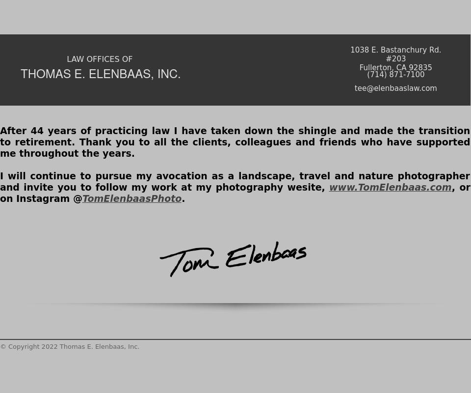 THOMAS ELENBAAS - Fullerton CA Lawyers