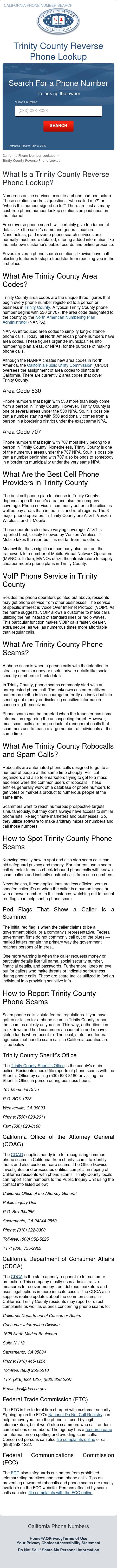 Trinity County Phone Numbers - Hayfork CA Lawyers