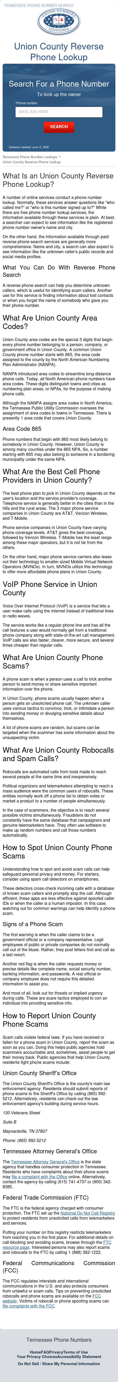 Union County Phone Numbers - Maynardville TN Lawyers