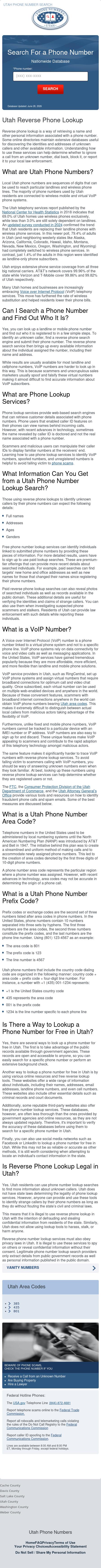 Utah Phone Number Lookup - Saint George UT Lawyers