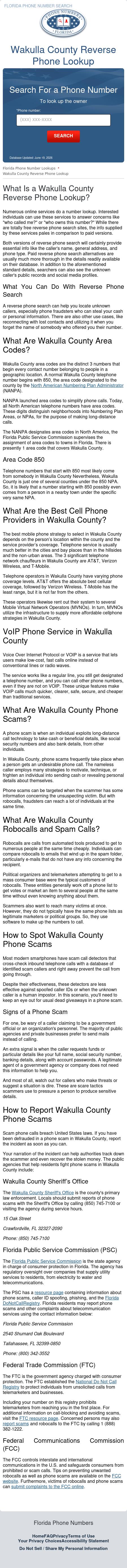Wakulla County Reverse Phone Lookup - Crawfordville FL Lawyers