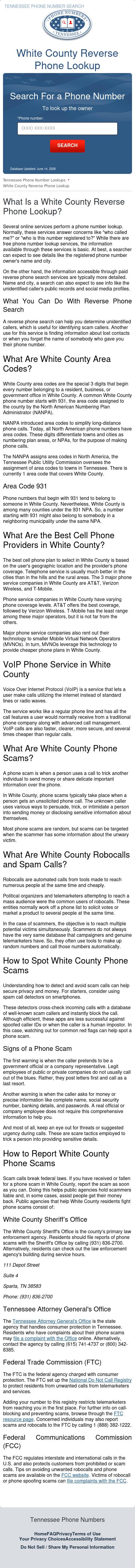 White County Phone Numbers - Sparta TN Lawyers