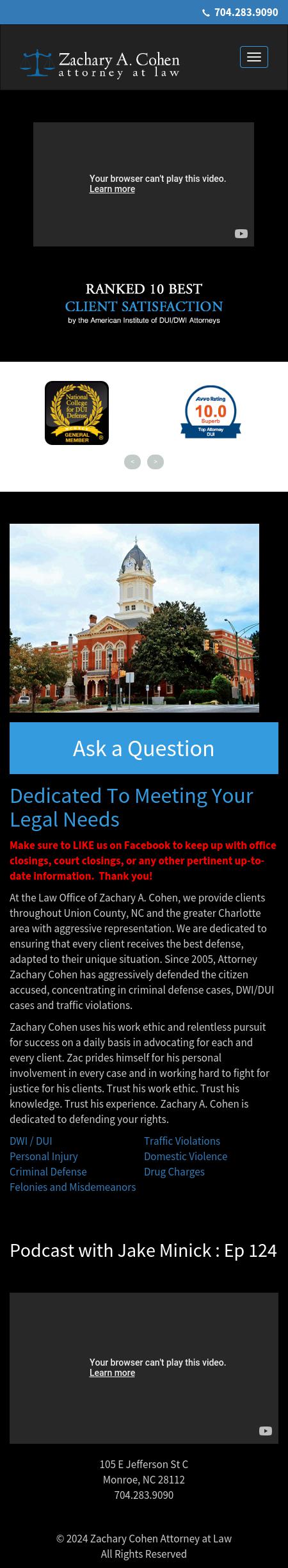 Zachary A. Cohen Attorney at Law - Monroe NC Lawyers