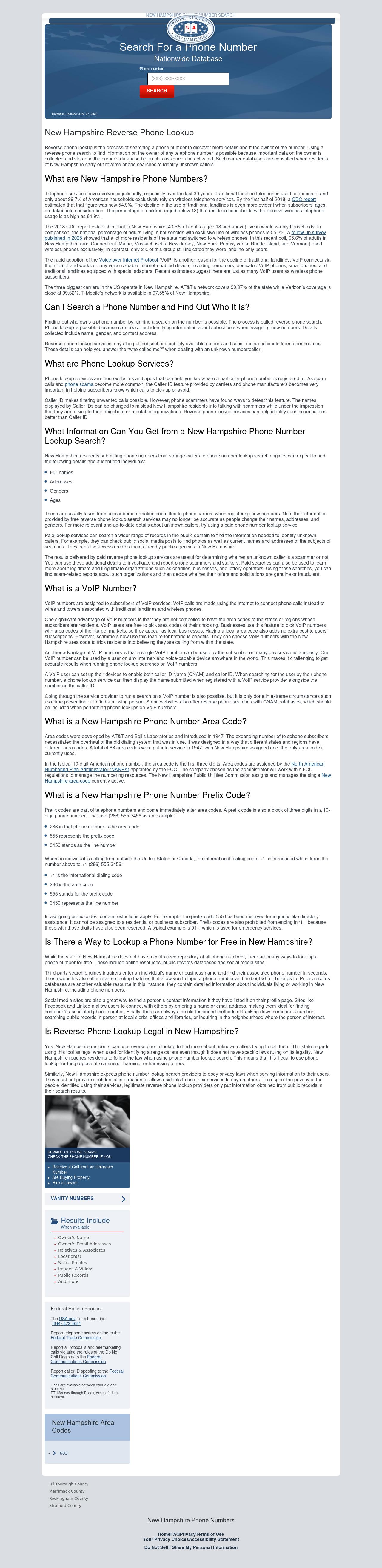 New Hampshire Phone Number Search - Dover NH Lawyers