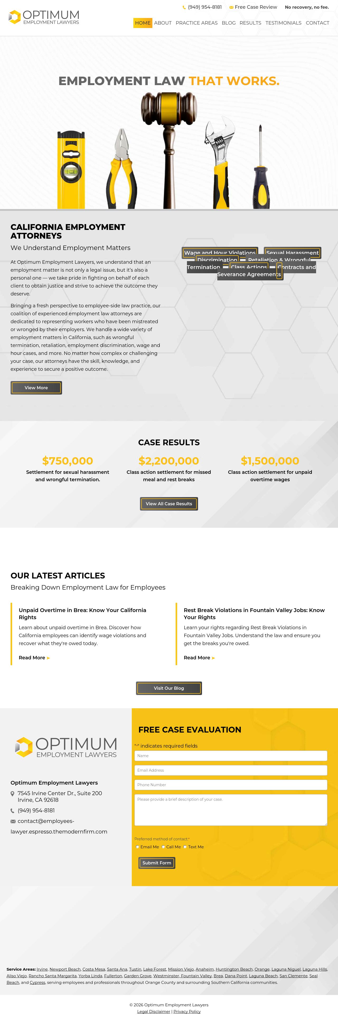 Optimum Employment Lawyers - Irvine CA Lawyers