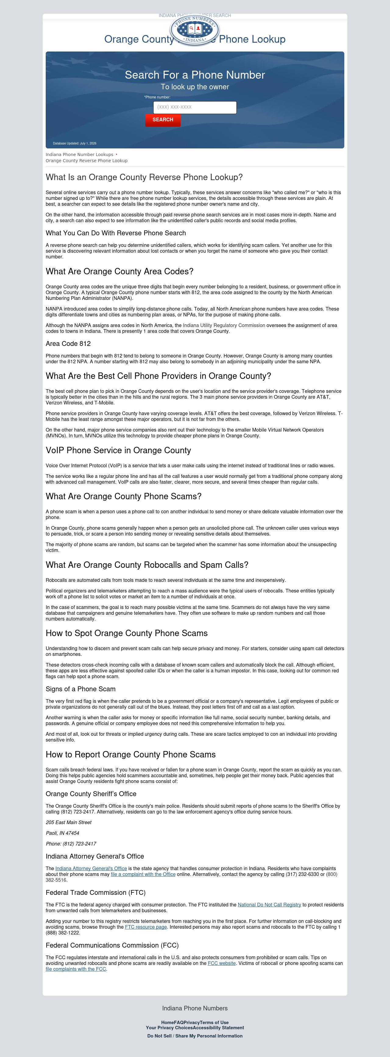 Orange County Phone Number Search - Orleans IN Lawyers
