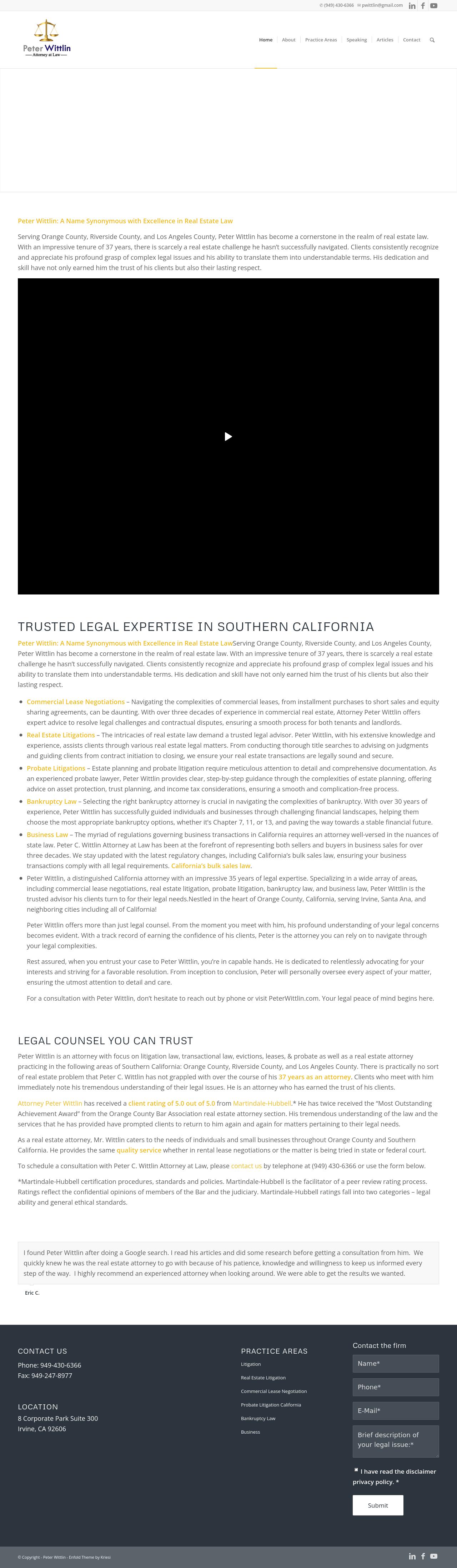 Peter C Wittlin Attorney - Irvine CA Lawyers