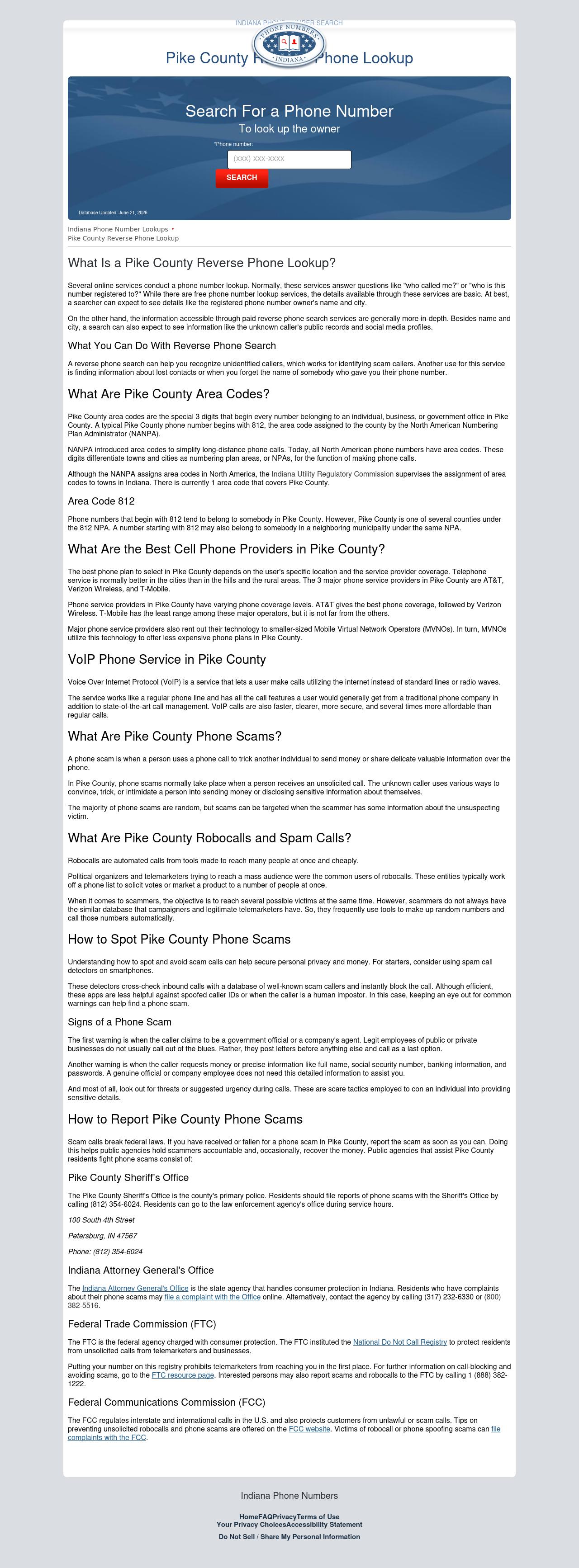 Pike County Phone Number Search - Petersburg IN Lawyers