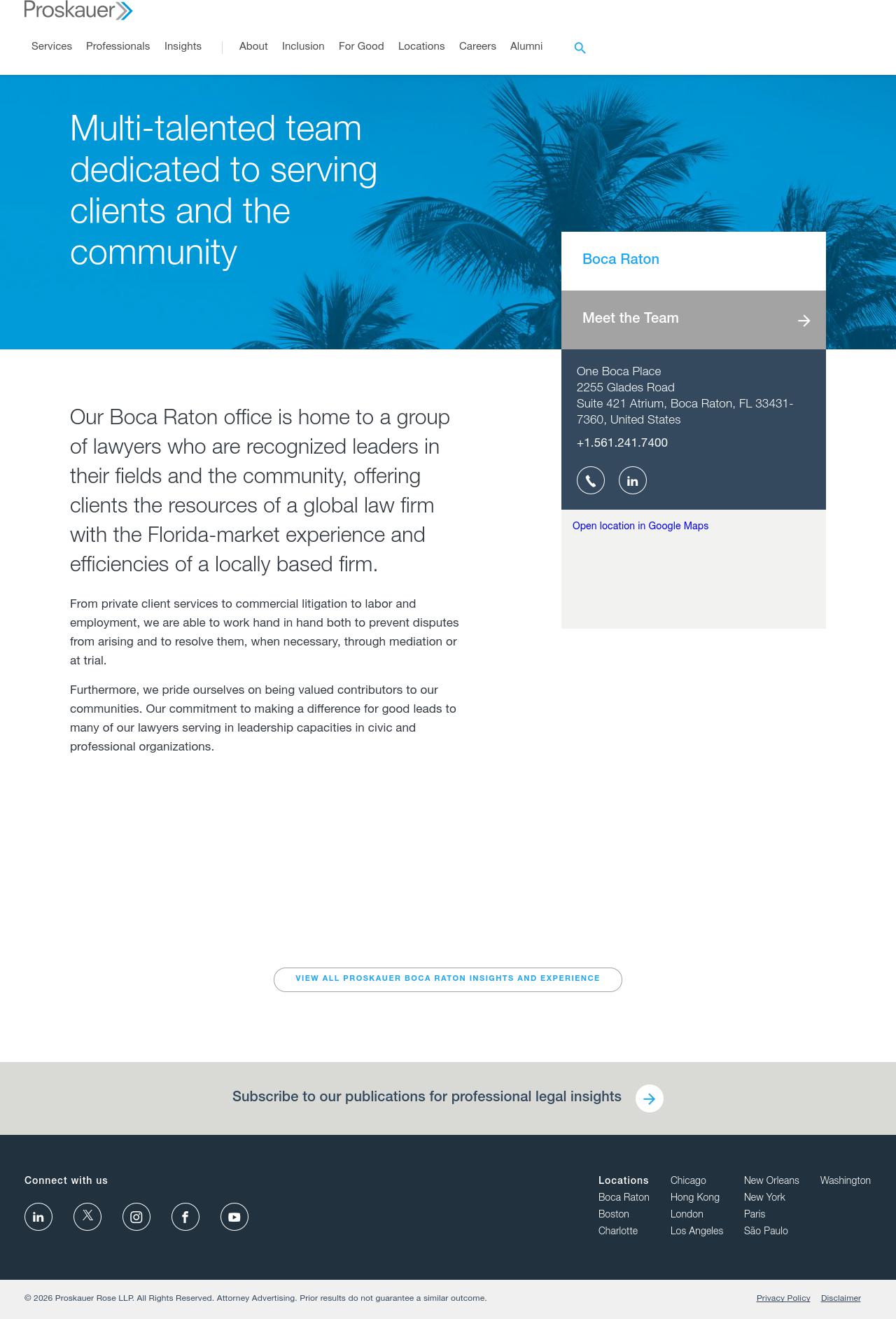 Proskauer Rose LLP - Boca Raton FL Lawyers