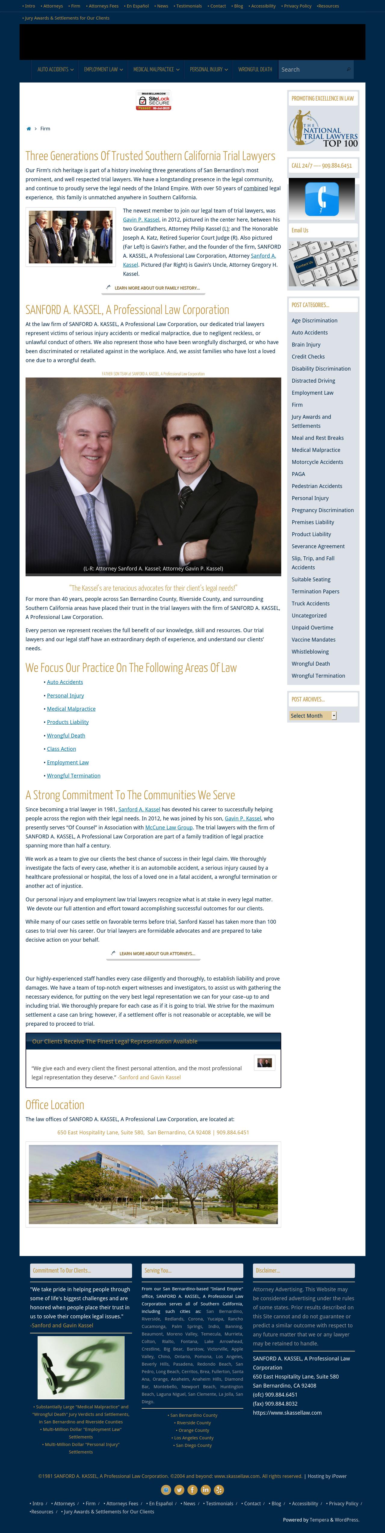 Sanford A. Kassel, A Professional Law Corporation - San Bernardino CA Lawyers