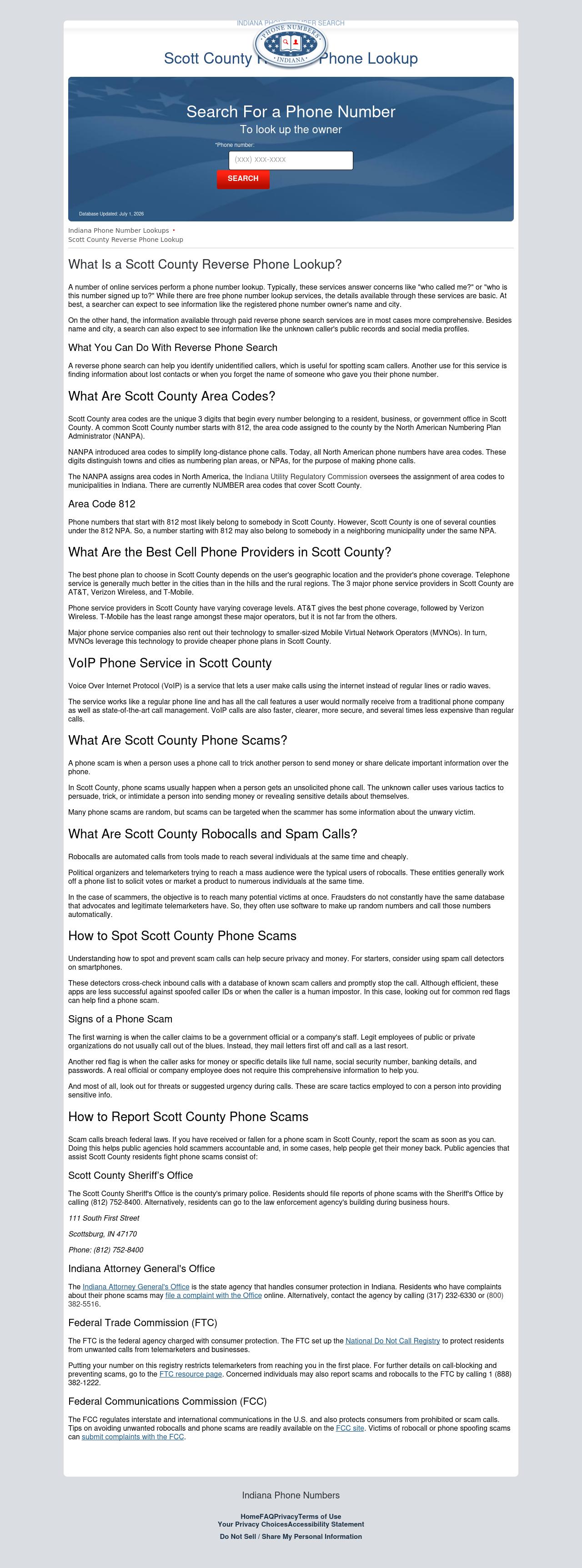 Scott County Phone Number Search - Scottsburg IN Lawyers