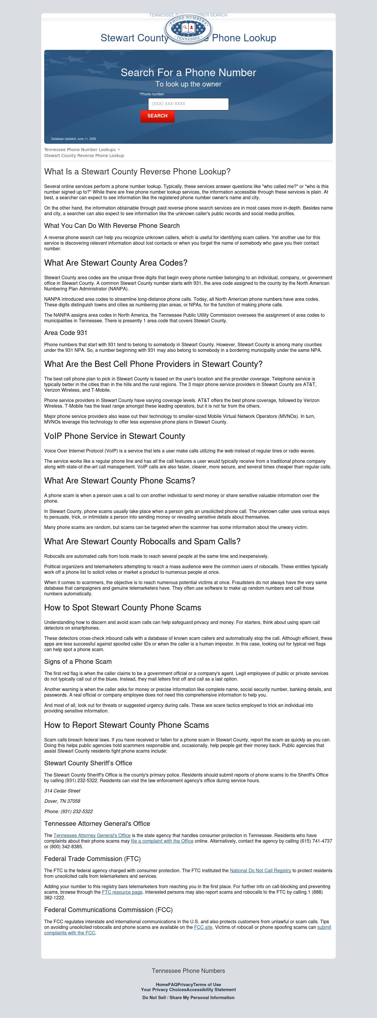 Stewart County Phone Numbers - Dover TN Lawyers