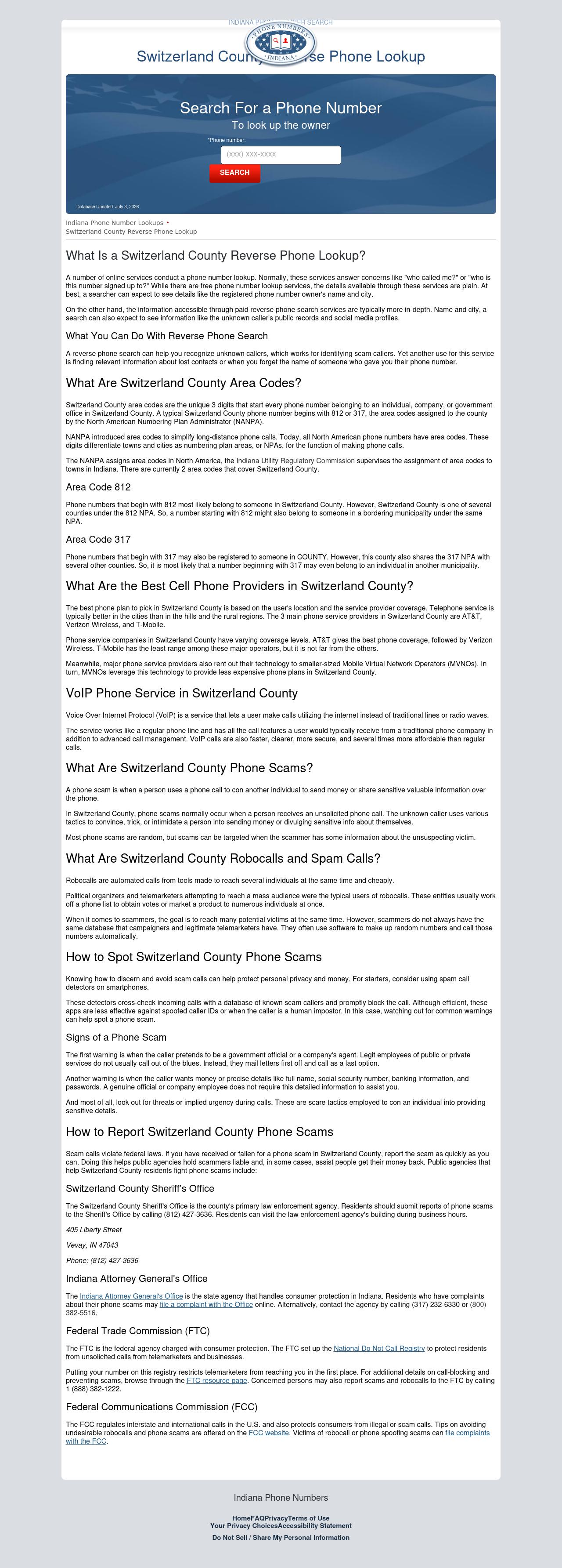 Switzerland County Phone Number Search - Vevay IN Lawyers