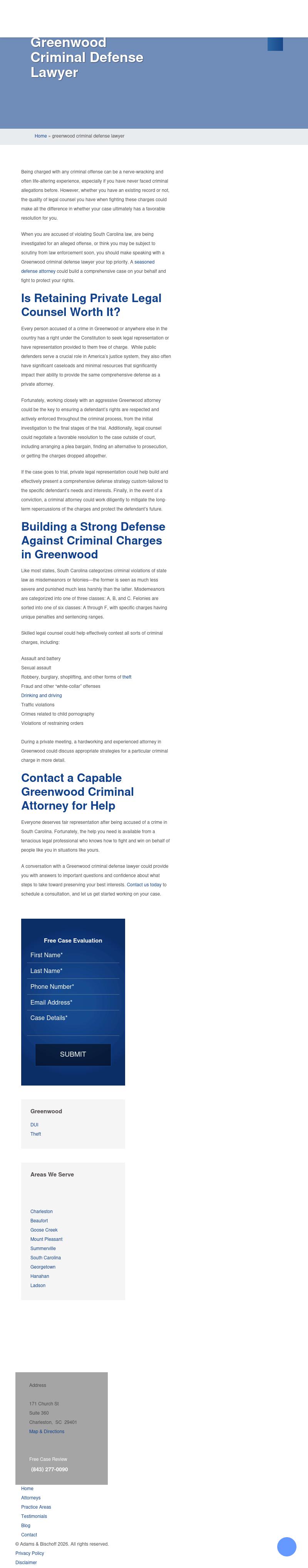 Adams & Bischoff - Greenwood SC Lawyers