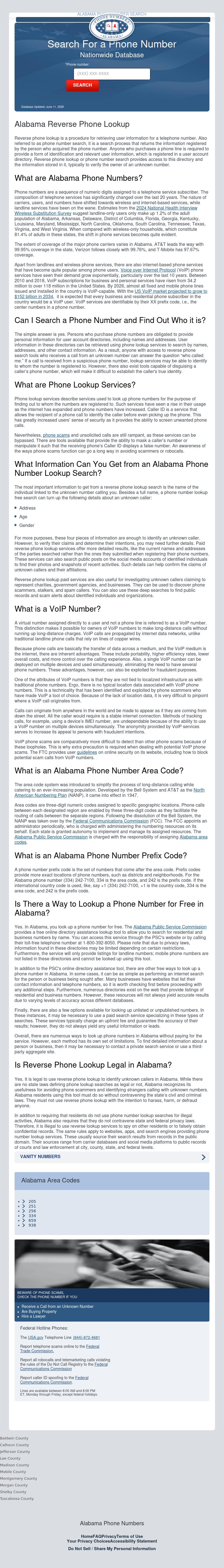 Alabama Phone Number Lookup - Dolomite AL Lawyers