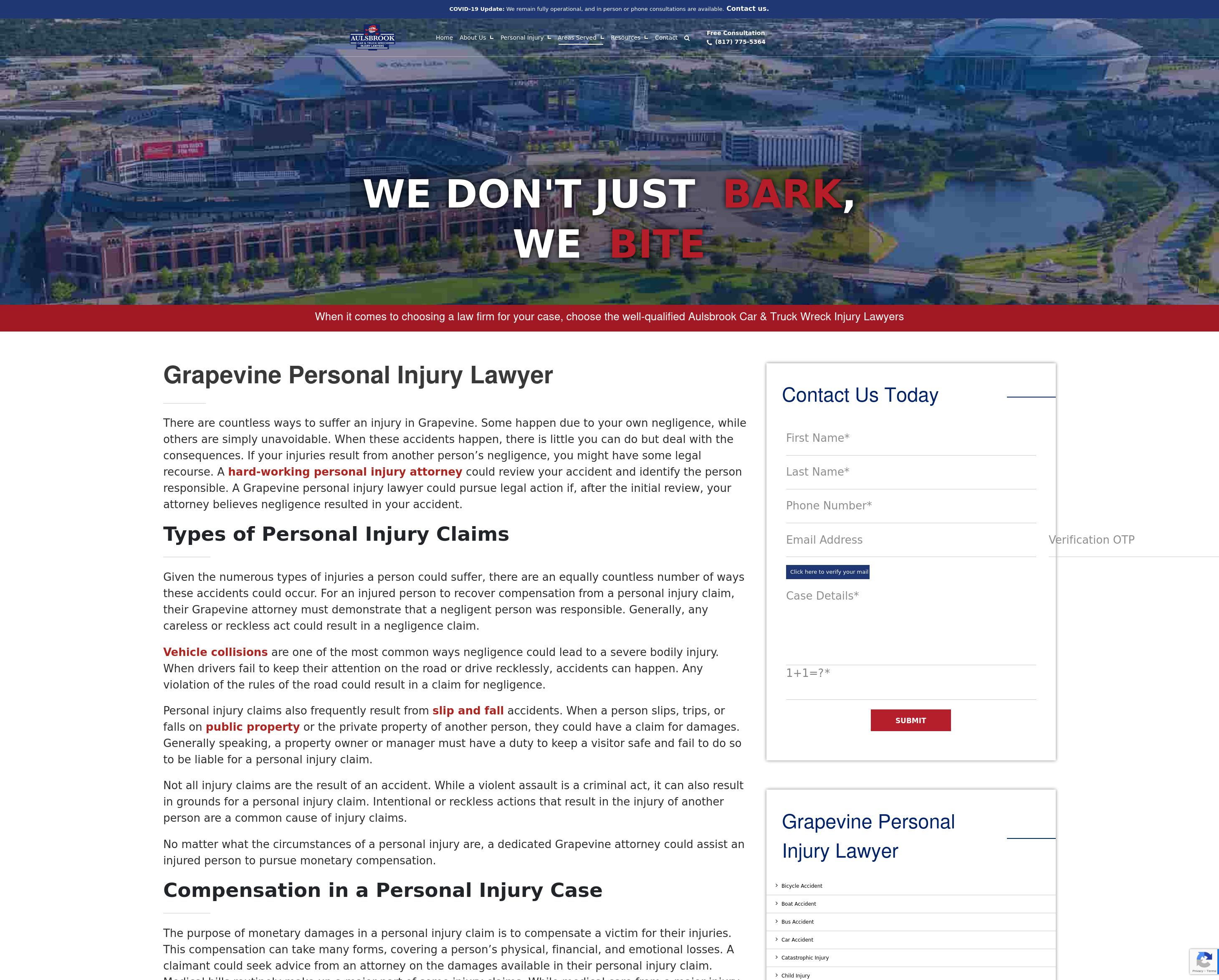 Aulsbrook Car & Truck Wreck Lawyers - Grapevine TX Lawyers