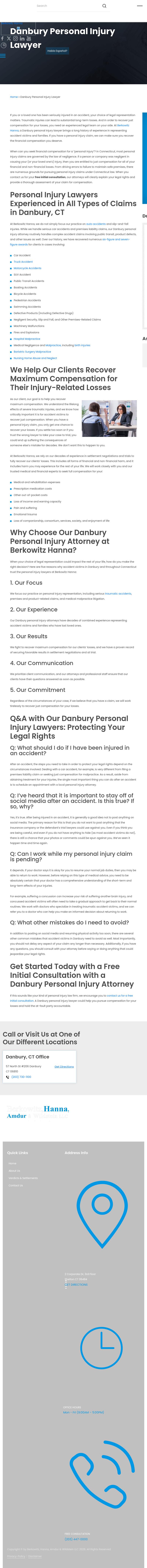 Berkowitz Hanna Malpractice & Injury Lawyers - Danbury, CT - Danbury CT Lawyers