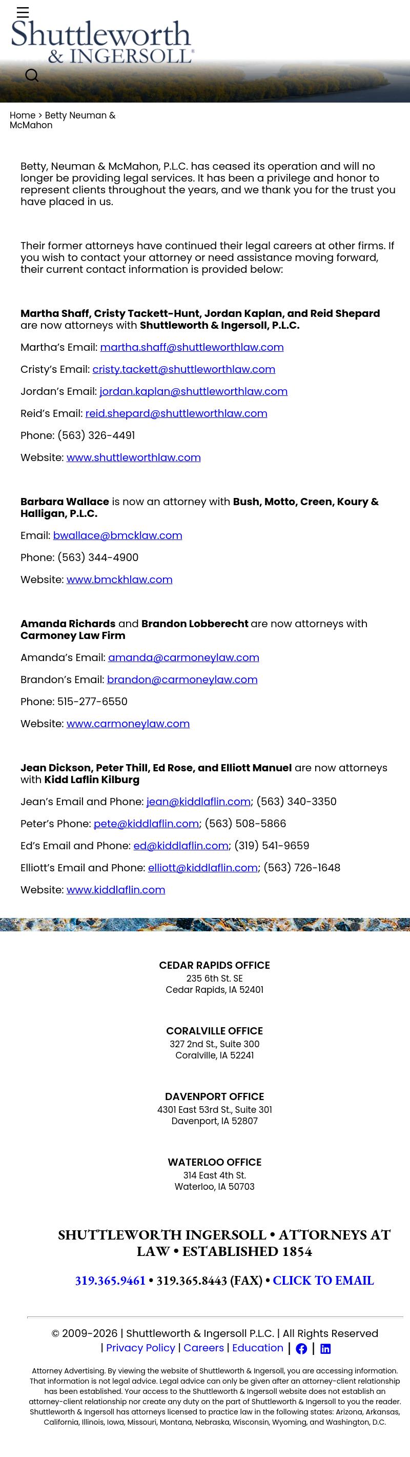 Betty Neuman & McMahon - Davenport IA Lawyers