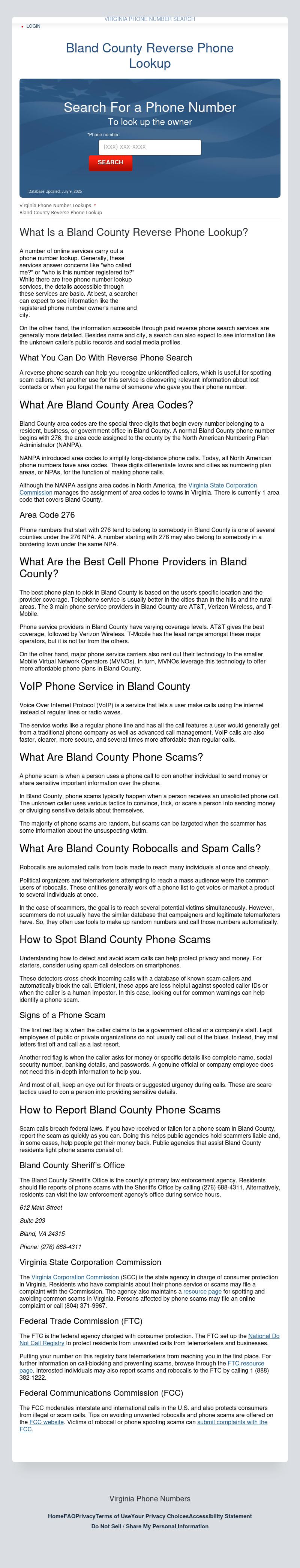 Bland County Phone Numbers - Bland VA Lawyers