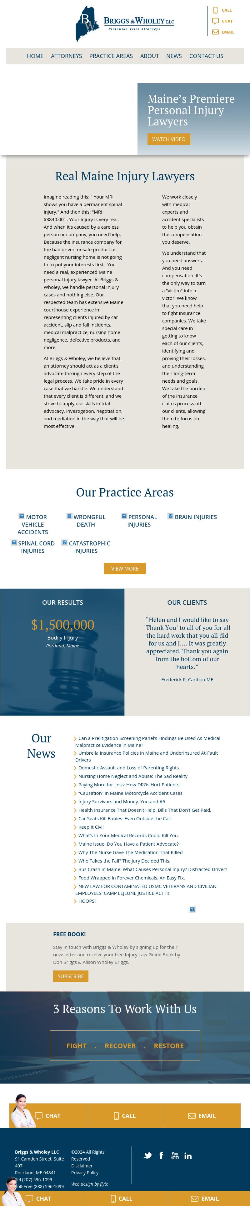 Briggs & Wholey LLC  -  Statewide Personal Injury Trial Attorneys - Rockport ME Lawyers
