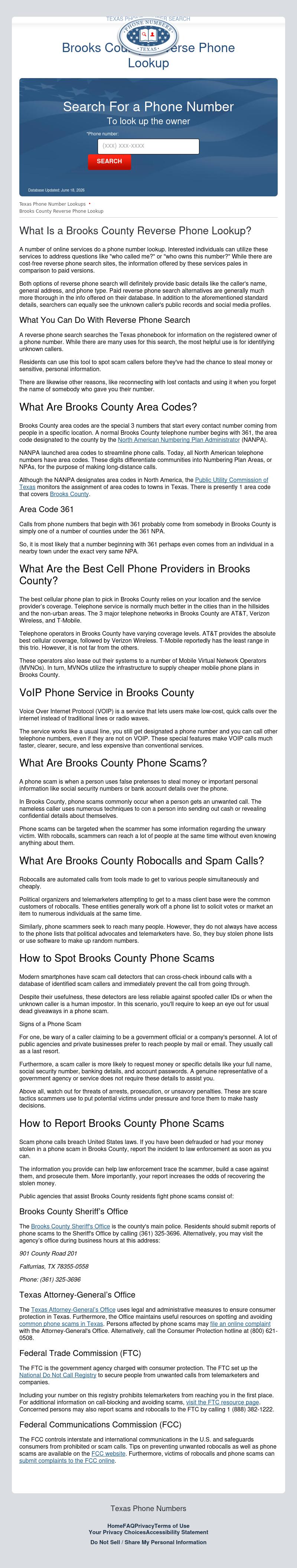Brooks County Reverse Phone Lookup - Falfurrias TX Lawyers