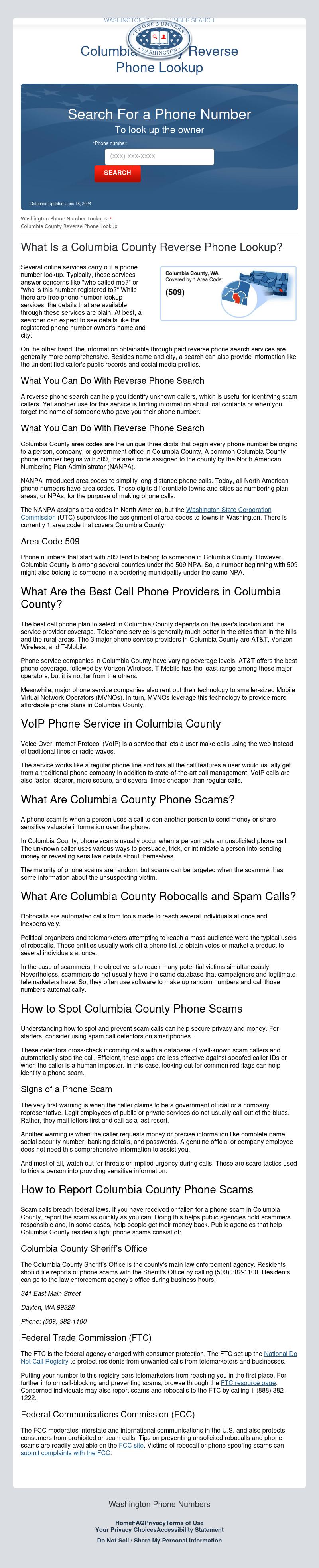 Columbia County Phone Number Lookup - Dayton WA Lawyers