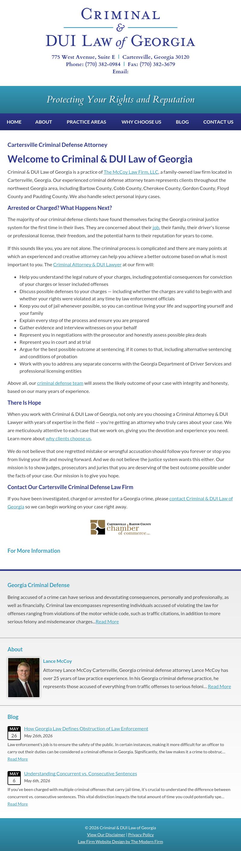 Criminal & DUI Law of Georgia - Cartersville GA Lawyers