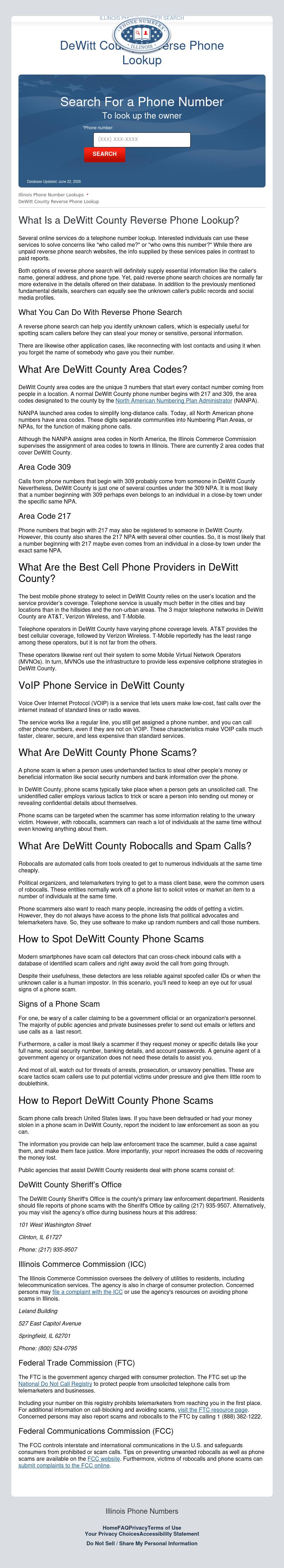 De Witt County Phone Number Search - Clinton IL Lawyers