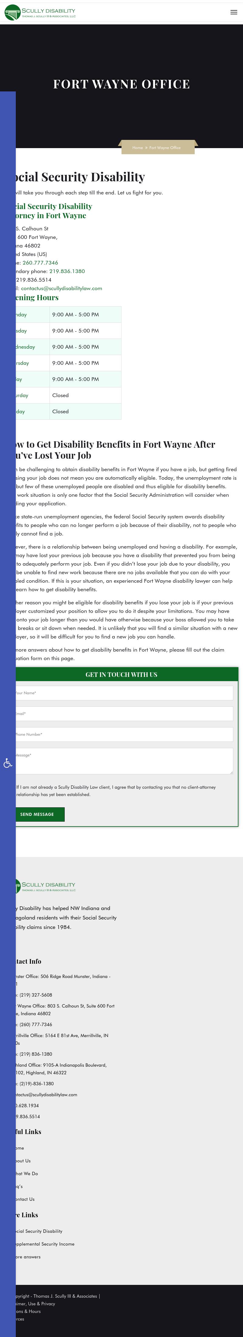 Scully Disability Law - Fort Wayne IN Lawyers