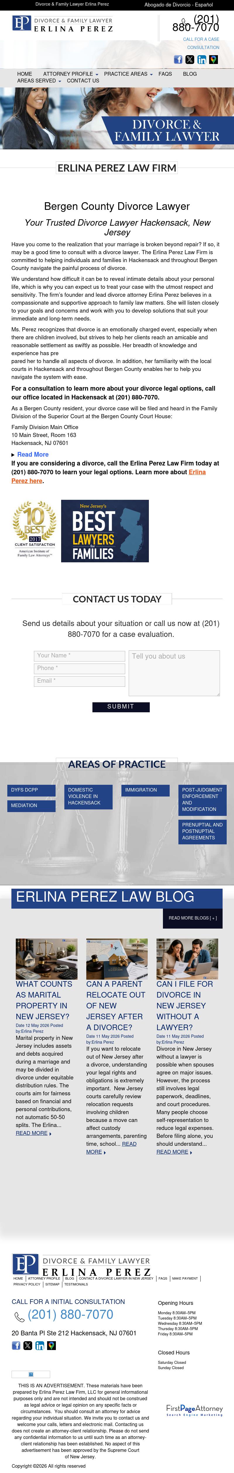 Erlina Perez Law Firm, LLC	 - Hackensack NJ Lawyers