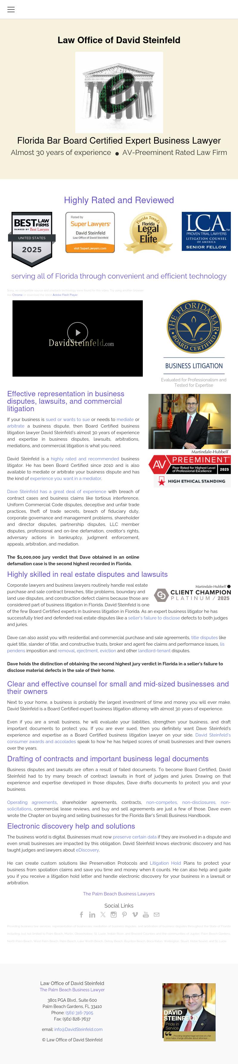 Law Office of David Steinfeld, P.L. - Palm Beach Gardens FL Lawyers