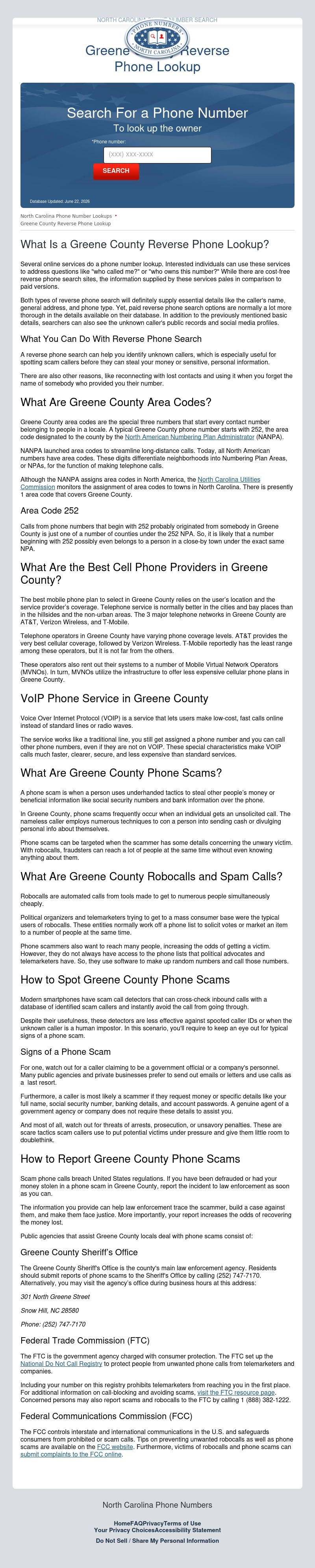Greene County Phone Number Lookup - Walstonburg NC Lawyers