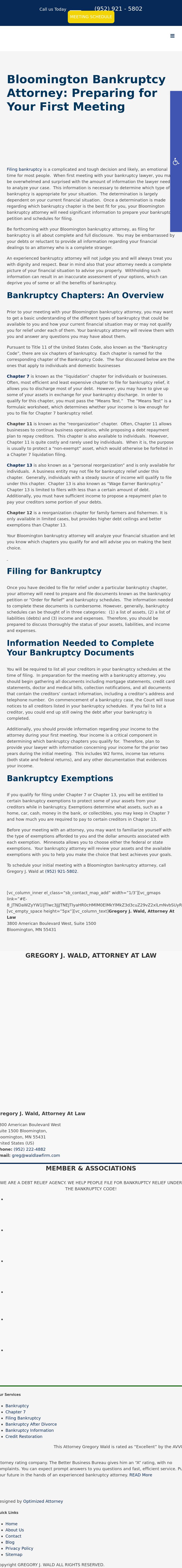 Gregory J. Wald, Attorney at Law, Bloomington Bankruptcy Attorney - Bloomington  MN Lawyers