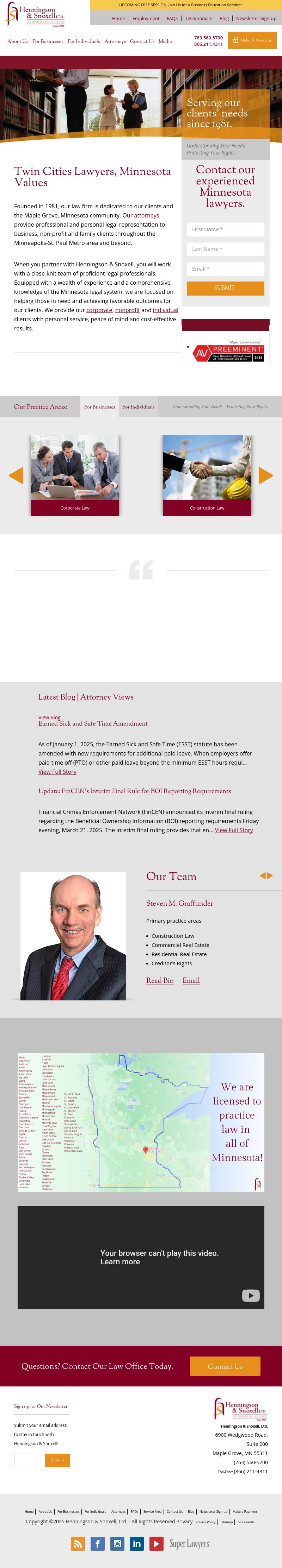 Henningson & Snoxell Attorneys At Law - Osseo MN Lawyers