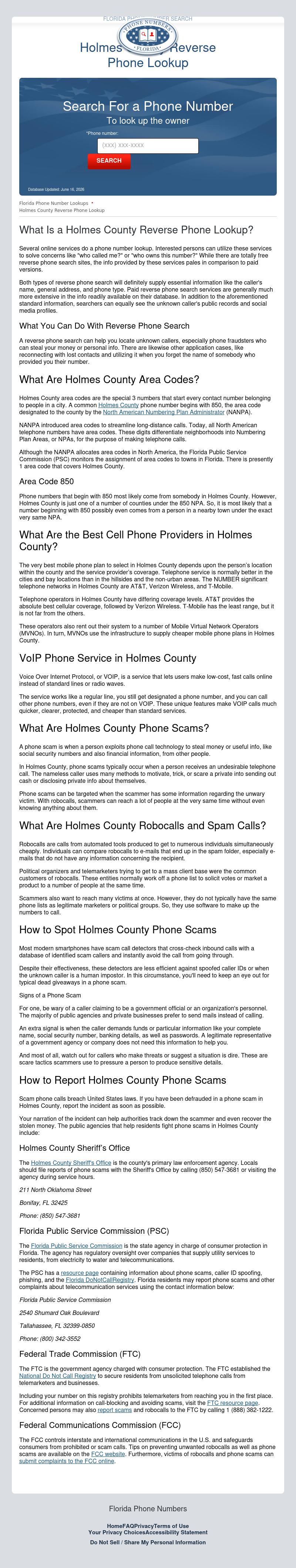 Holmes County Reverse Phone Lookup - Ponce De Leon FL Lawyers