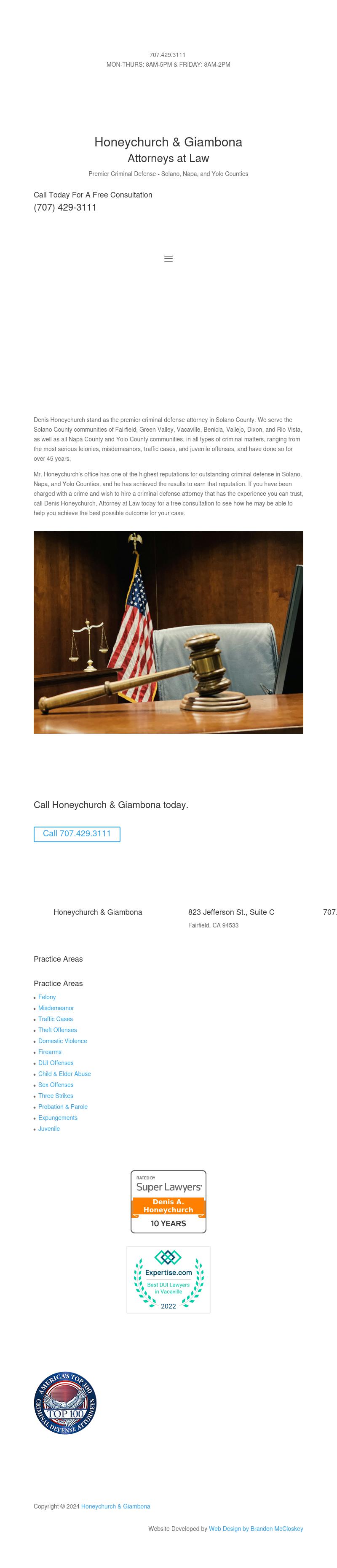 Honeychurch Criminal Law - Fairfield CA Lawyers