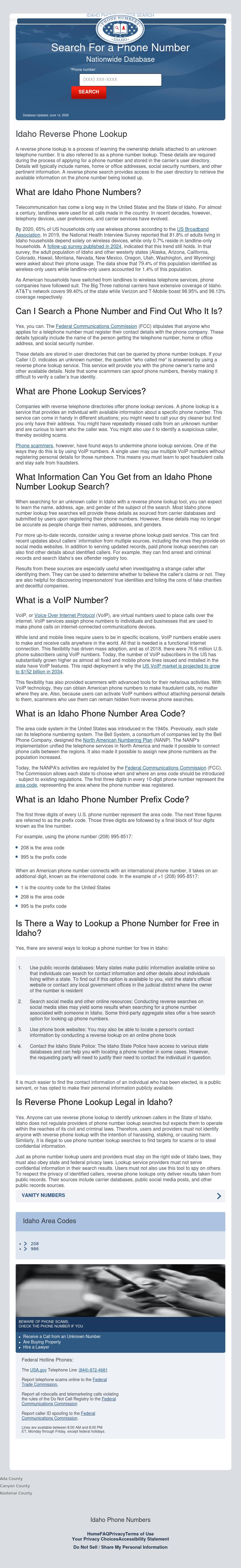 Idaho Phone Numbers - American Falls ID Lawyers