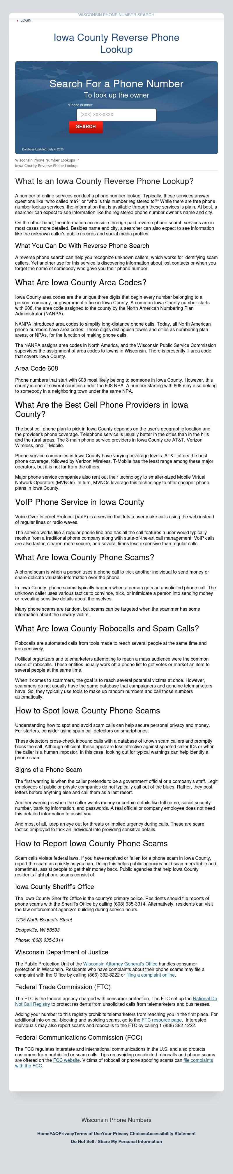 Iowa County Phone Numbers - Dodgeville WI Lawyers