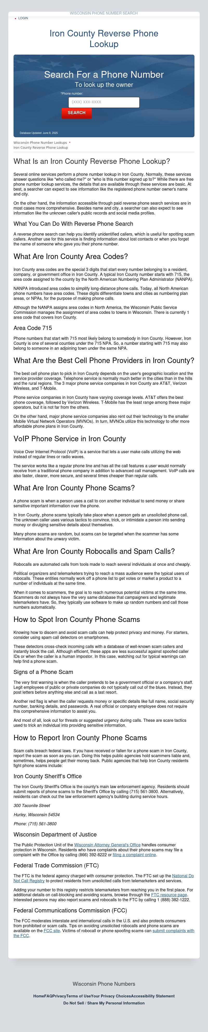 Iron County Phone Numbers - Hurley WI Lawyers
