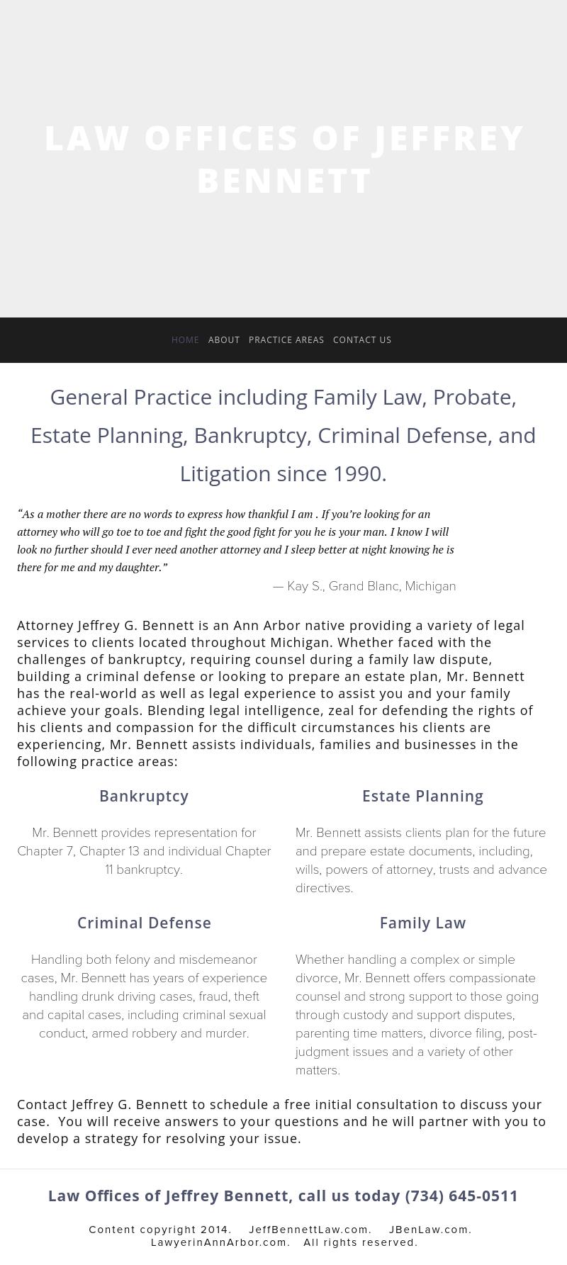 Jeffrey G. Bennett - Ann Arbor MI Lawyers