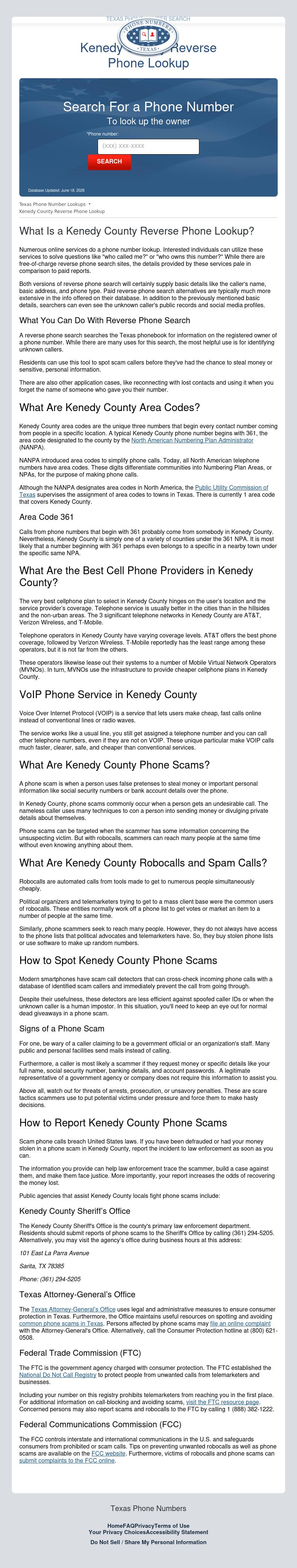 Kenedy County Reverse Phone Lookup - Sarita TX Lawyers