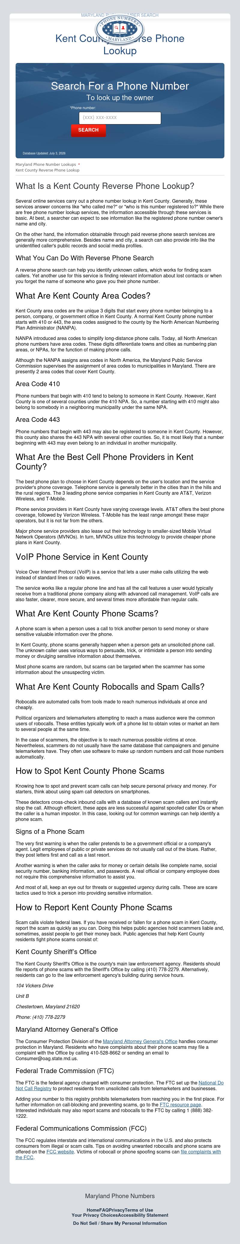 Kent County Phone Number Lookup - Chestertown MD Lawyers
