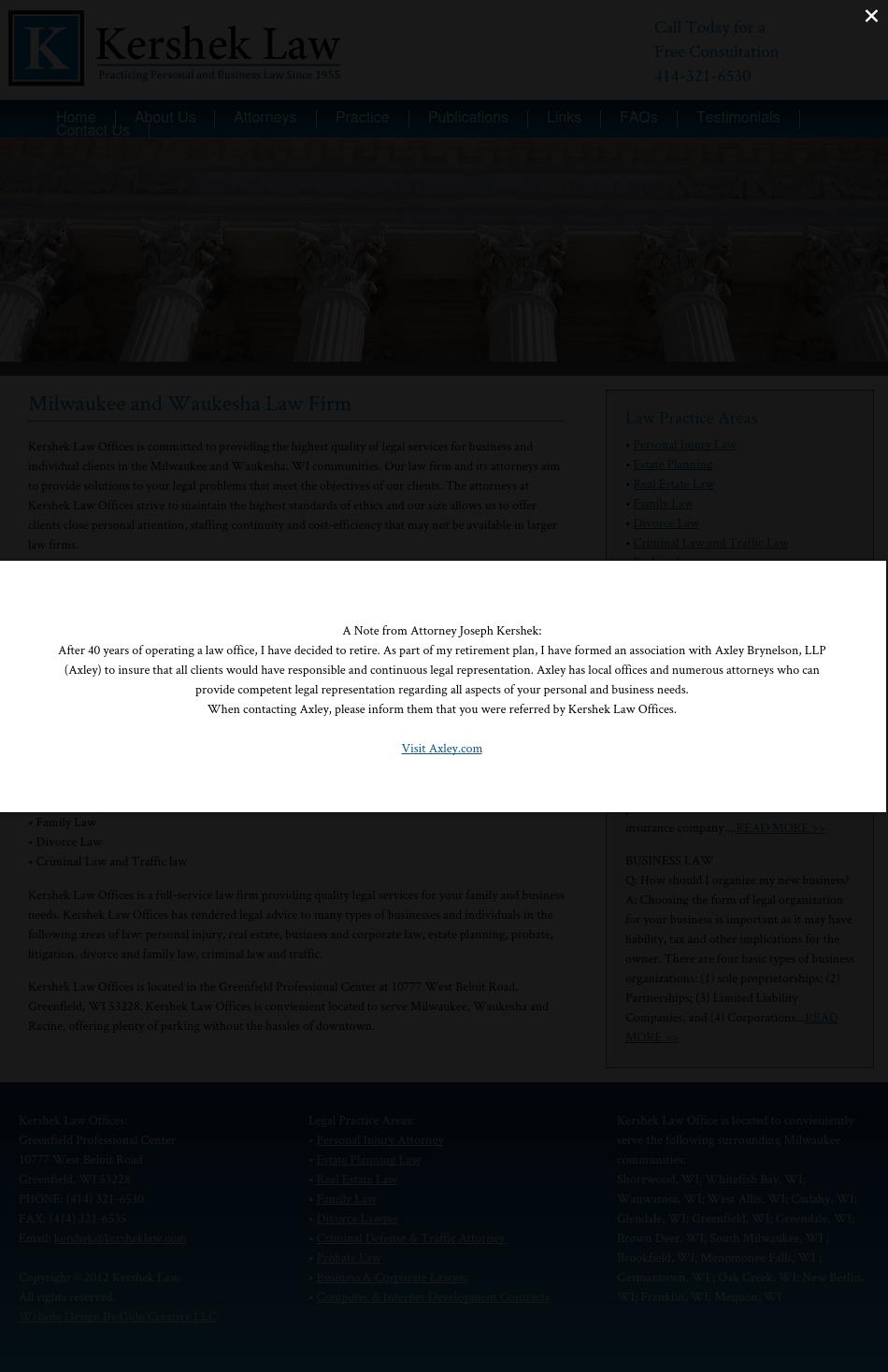 Kershek Law Offices - Milwaukee WI Lawyers
