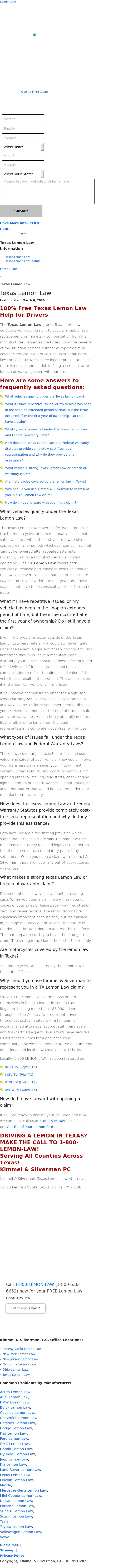 Kimmel & Silverman, Texas Lemon Law Attorneys - Dallas TX Lawyers