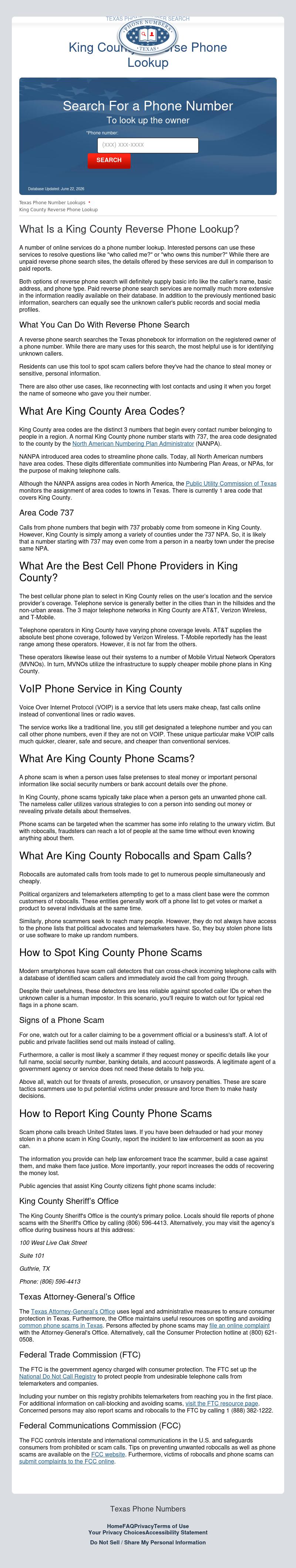 King County Reverse Phone Lookup - Guthrie TX Lawyers