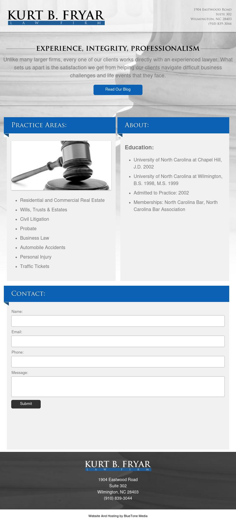 Kurt B Fryar Attorney at Law - Wilmington NC Lawyers