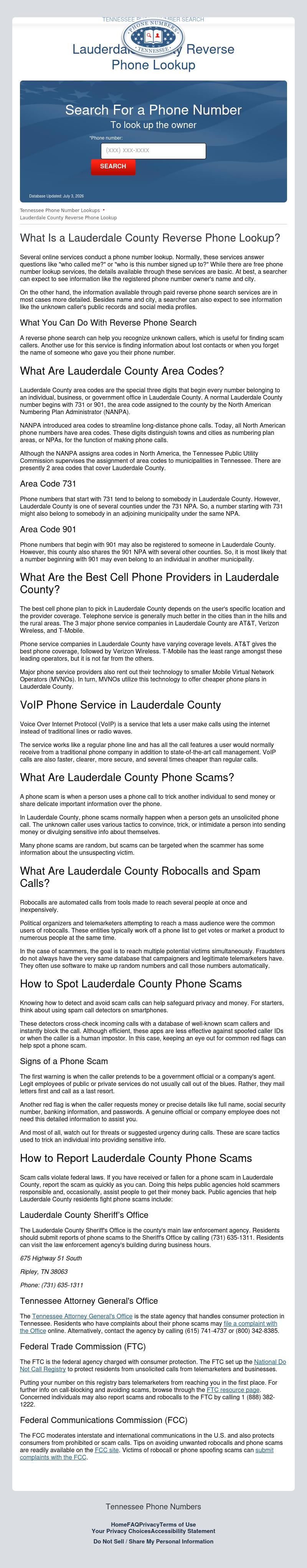 Lauderdale County Phone Numbers - Ripley TN Lawyers