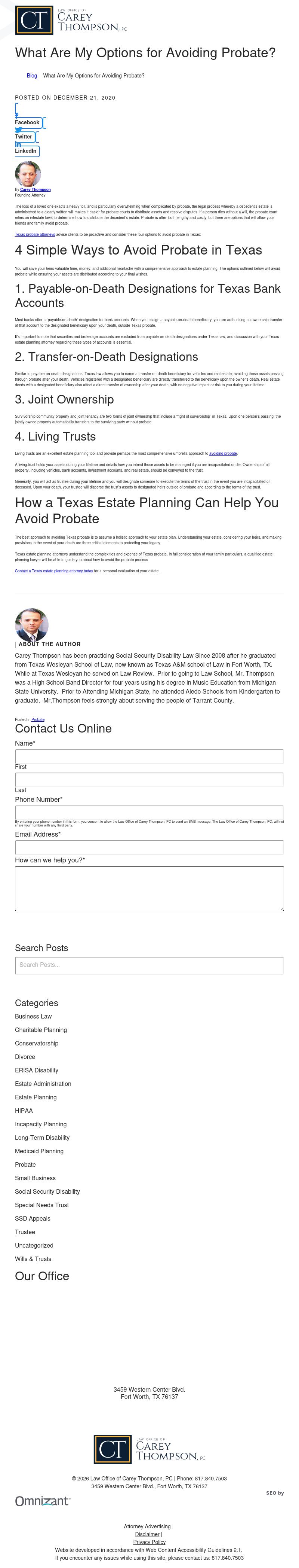 Law Office Of Carey Thompson, PC - Fort Worth TX Lawyers